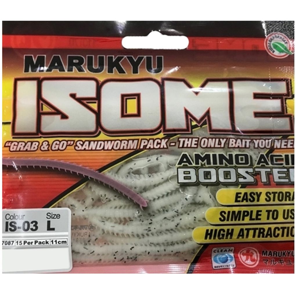 Силиконовая приманка Marukyu Isome L IS03 #White sandworm