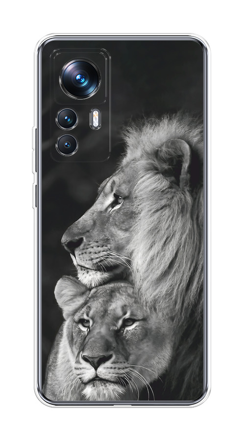 

Чехол на Xiaomi 12T Pro "Львиная пара", Черный;серый;белый, 315750-1