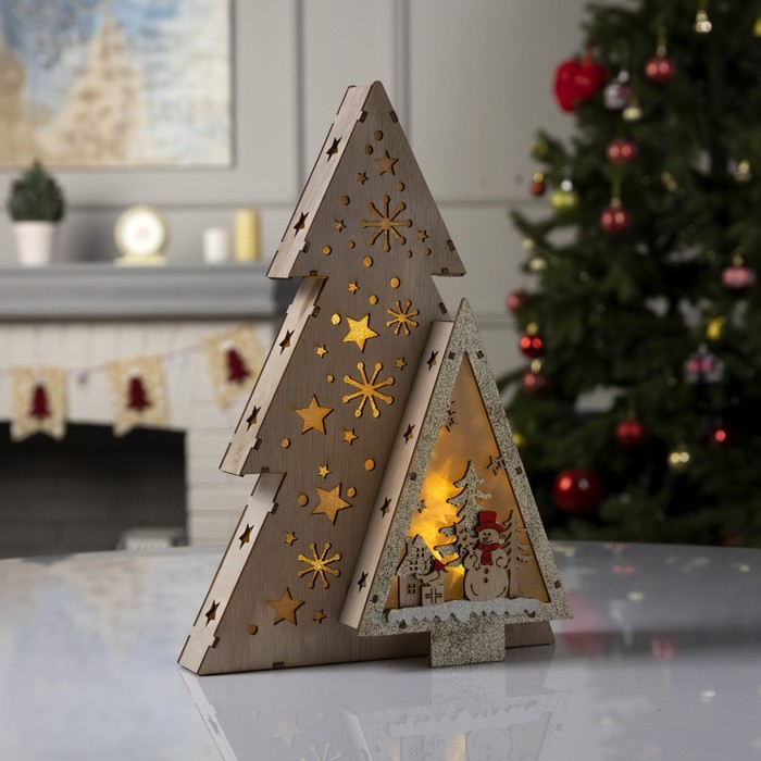 

Новогодняя фигурка Luazon Lighting Звездная ель-снеговик 914331 20x6,5x30 см, Бежевый, Звездная ель-снеговик