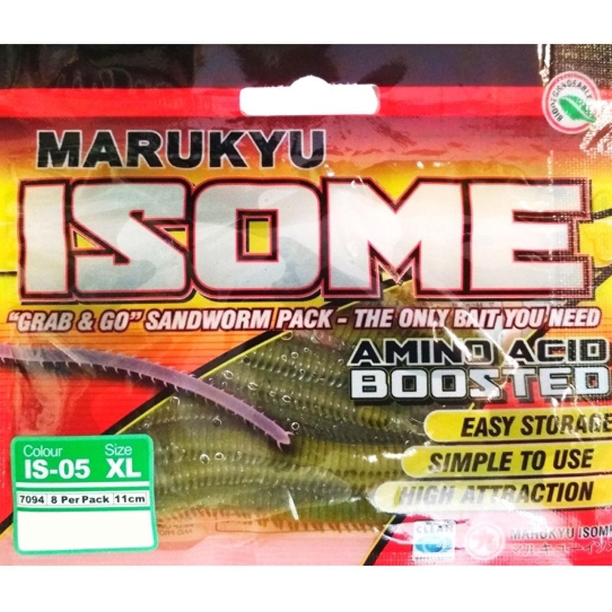 

Силиконовая приманка Marukyu Isome XL IS05 #Green sandworm, Isome