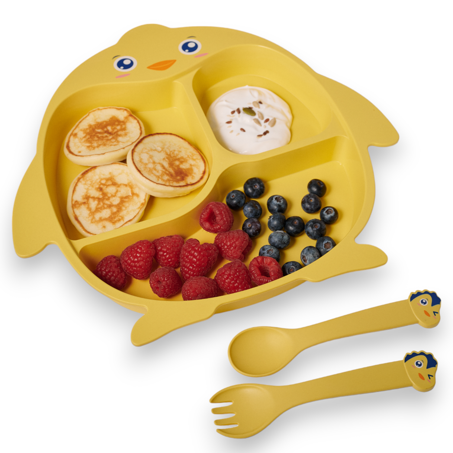 Детская посуда Добрый Филин Пингвинёнок тарелка детская, ложка, вилка, палочки детская посуда для кормления добрый филин коровка тарелка ложка вилка палочки бежевая