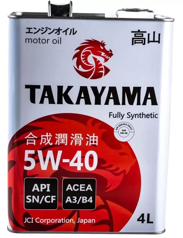 Моторное масло TAKAYAMA синтетическое SAE 5W40 API SN ACEA A3/B4 4л