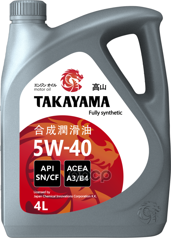 Моторное масло TAKAYAMA синтетическое SAE 5W40 API SN/CF ACEA A3/B4 4л