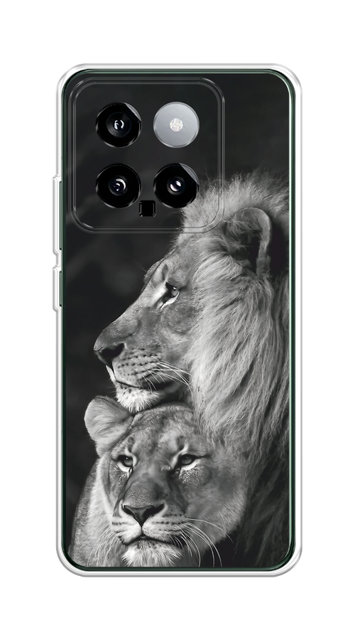 

Чехол на Xiaomi 14 "Львиная пара", Черный;серый;белый, 320350-1