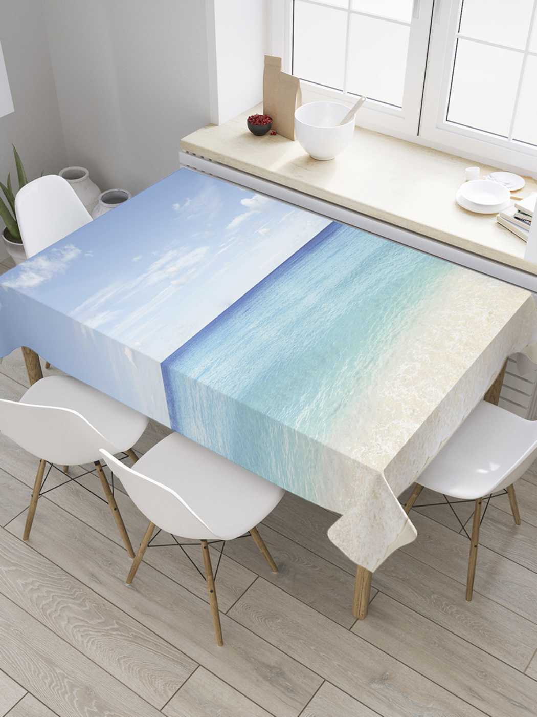

Скатерть прямоугольная JoyArty "Спокойный берег" из оксфорда, 180x145 см, Голубой, Спокойный берег