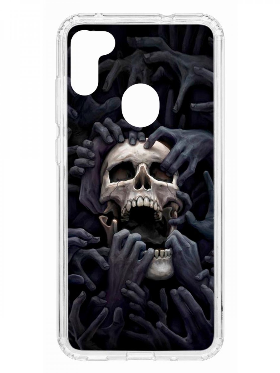 Чехол на Samsung M11, A11 Kruche Print Skull Hands,противоударный бампер,с защитой камеры