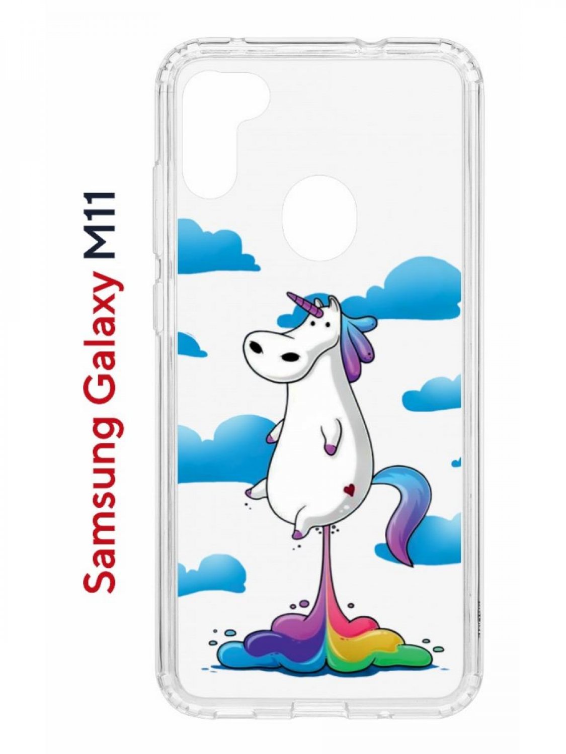 Чехол на Samsung M11, A11 Kruche Print Flying Unicorn,противоударный бампер,защита камеры