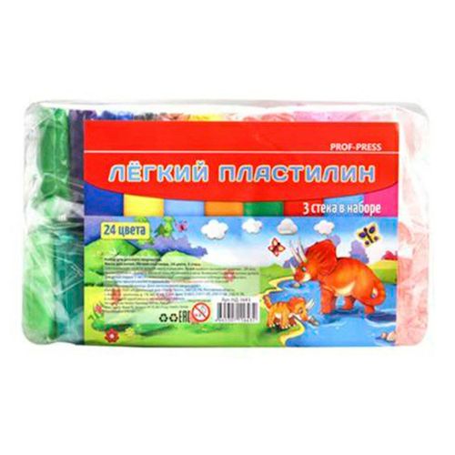 

Легкий пластилин Prof-Press 3 стека 24 цвета, Разноцветный