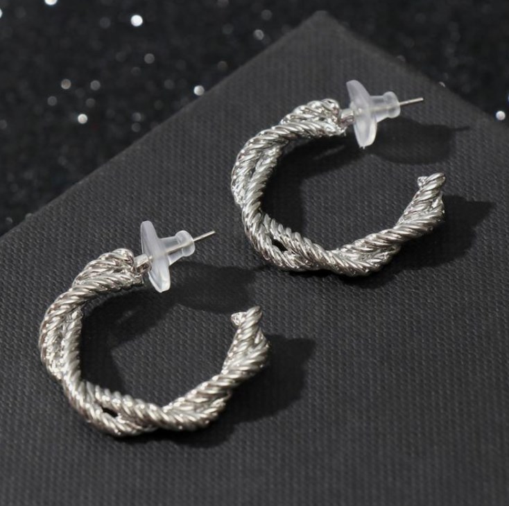 

Серьги-кольца Сплетение, богема, серебро, кольца, Сплетение, богема, серебро
