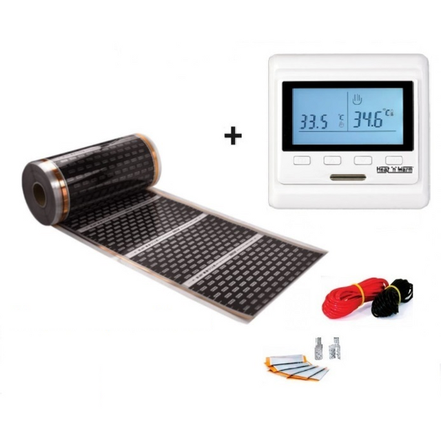 

Пленочный теплый пол 15 м.кв. EASTEC ширина 100см КОМПЛЕКТ с электронным терморегулятором, ESTC100hw