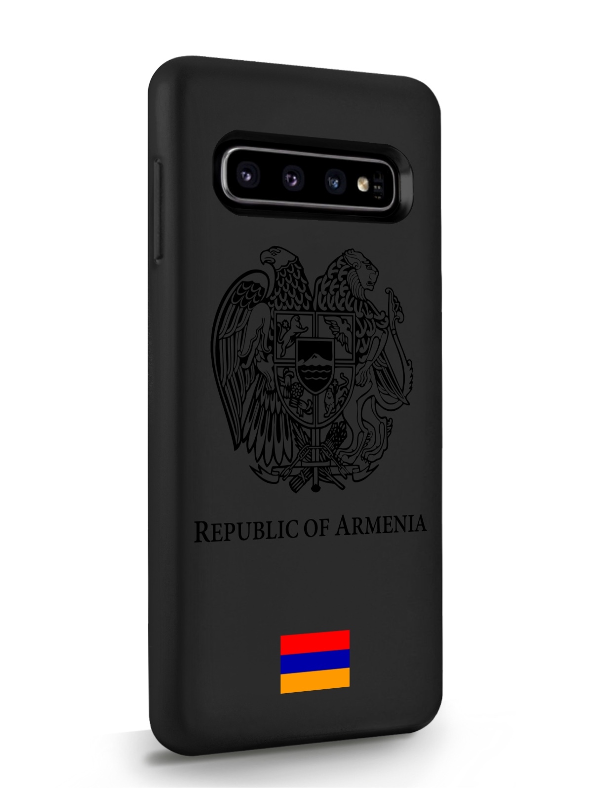 фото Чехол signumcase для samsung galaxy s10 черный лаковый герб армении черный