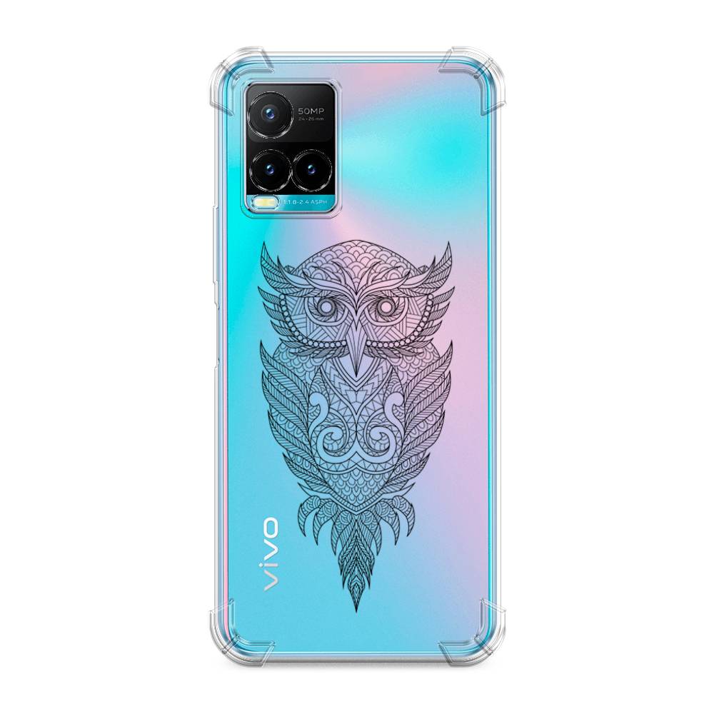 

Чехол Awog на Vivo Y33s/Y21 "Филин графика", Прозрачный;черный
