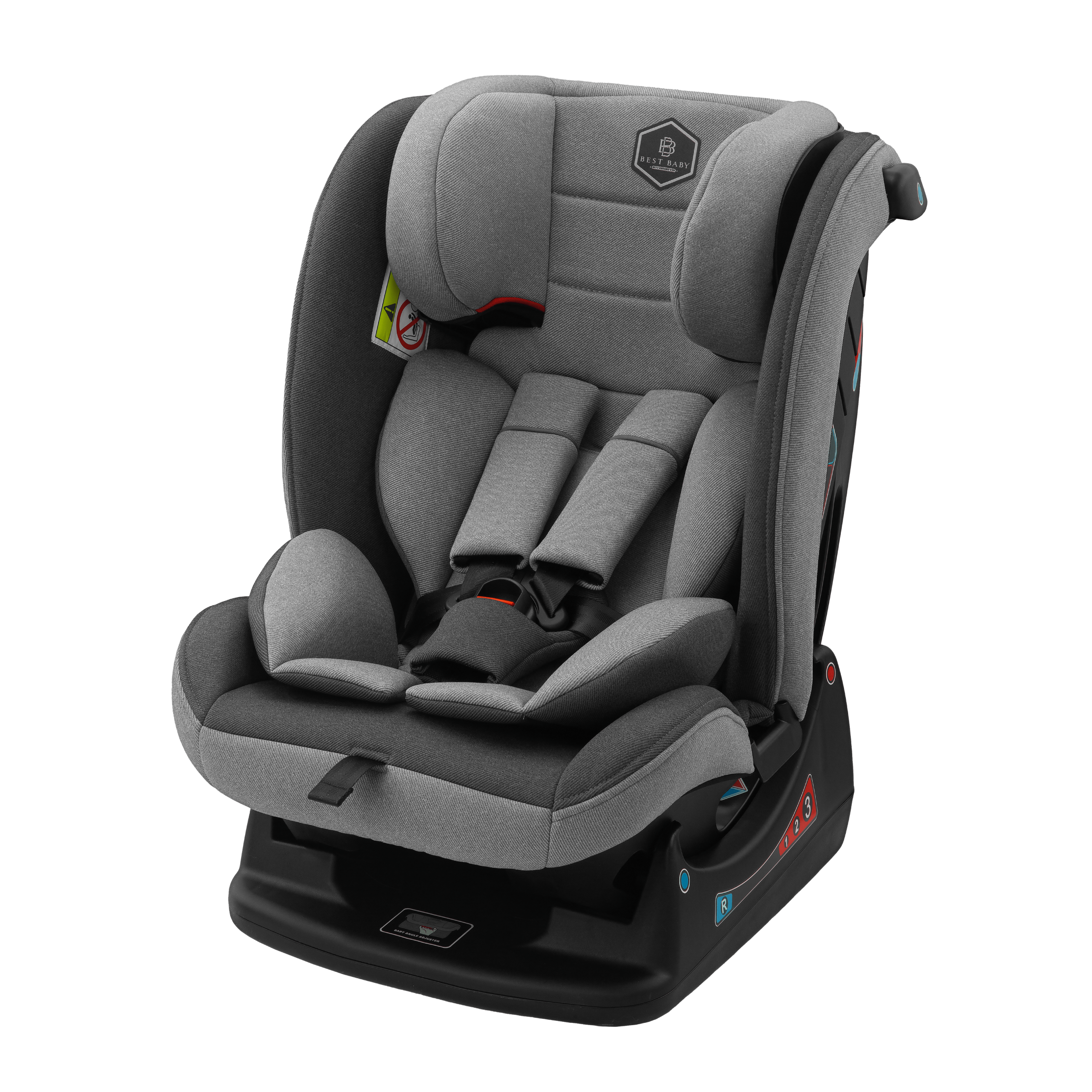 Автокресло детское BEST BABY REFLEX S растущее 0-36 кг, группа 0,1,2,3 светло-серый, серый