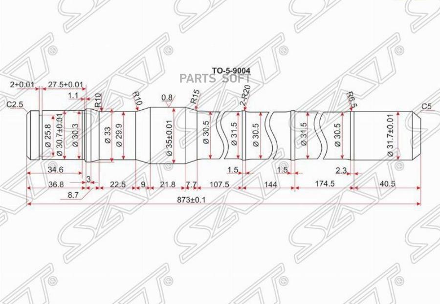 

SAT Полуось FR TY Land Cruiser 80/105 длинная -LH