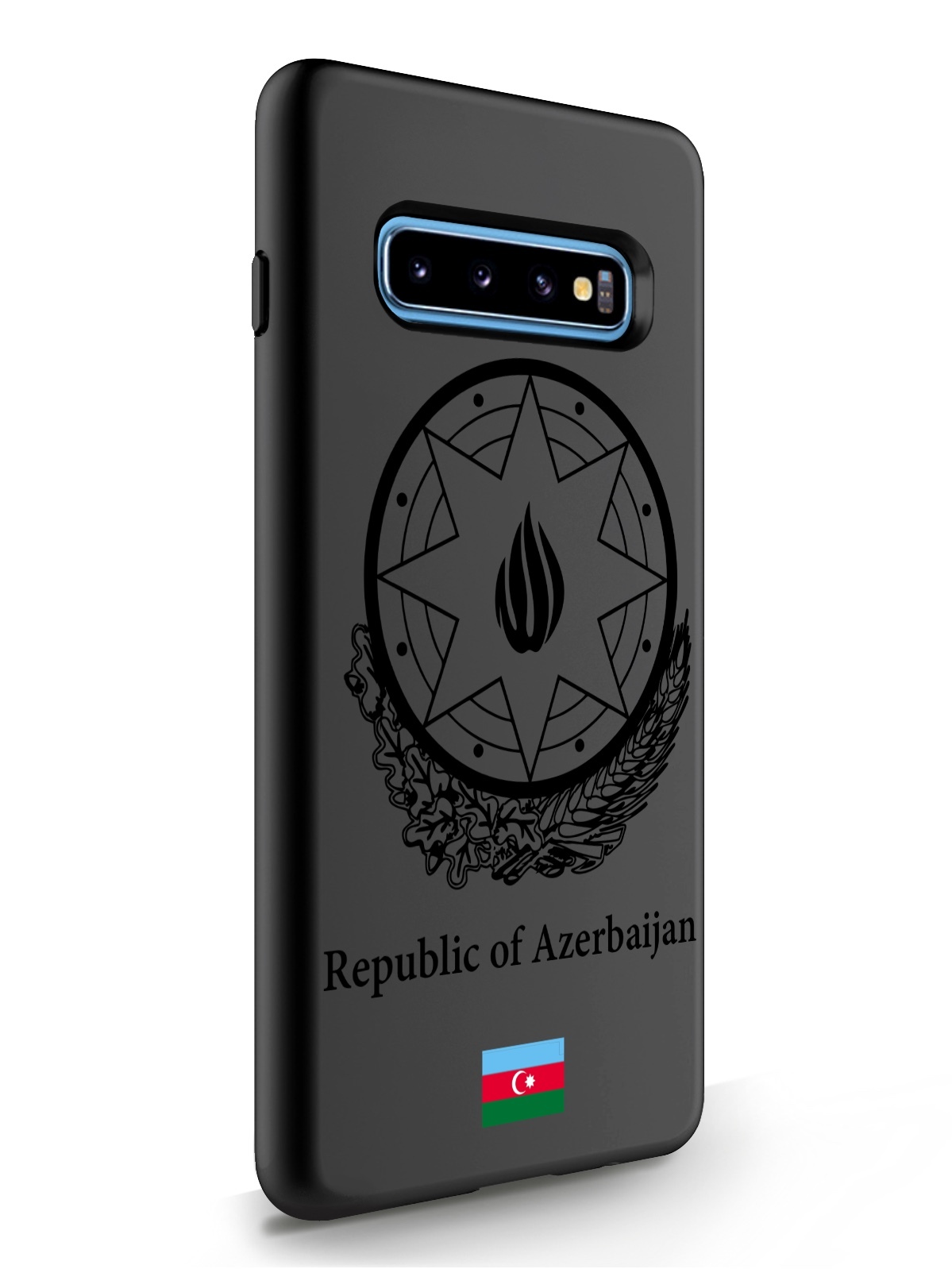 фото Чехол signumcase для samsung galaxy s10 plus черный лаковый герб азербайджана черный