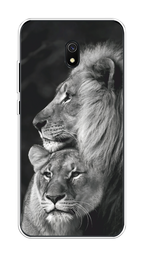

Чехол на Xiaomi Redmi 8A "Львиная пара", Черный;серый;белый, 37250-1