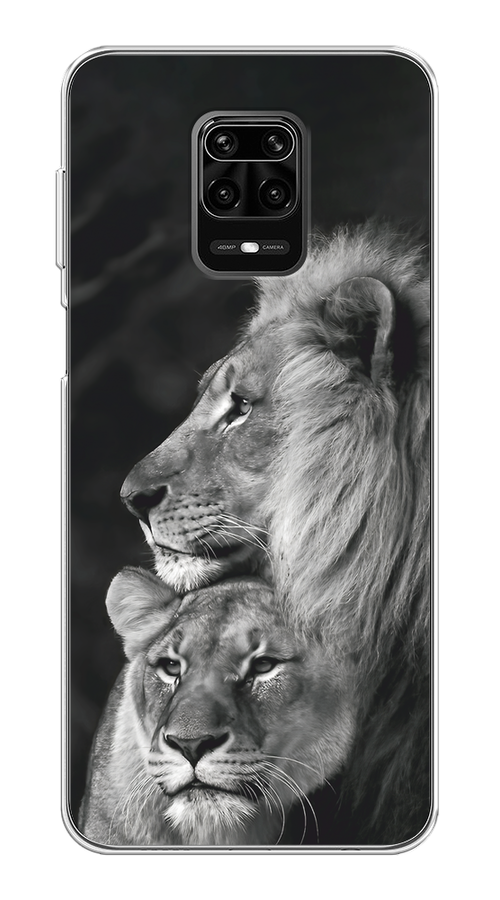 

Чехол на Xiaomi Redmi Note 9S/Note 9 Pro "Львиная пара", Черный;серый;белый, 37950-1