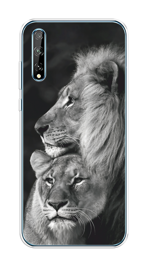 

Чехол на Huawei Y8p/P Smart S "Львиная пара", Черный;серый;белый, 6103550-1