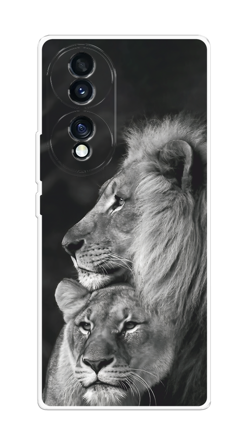 

Чехол на Honor 70 "Львиная пара", Черный;серый;белый, 6108250-1