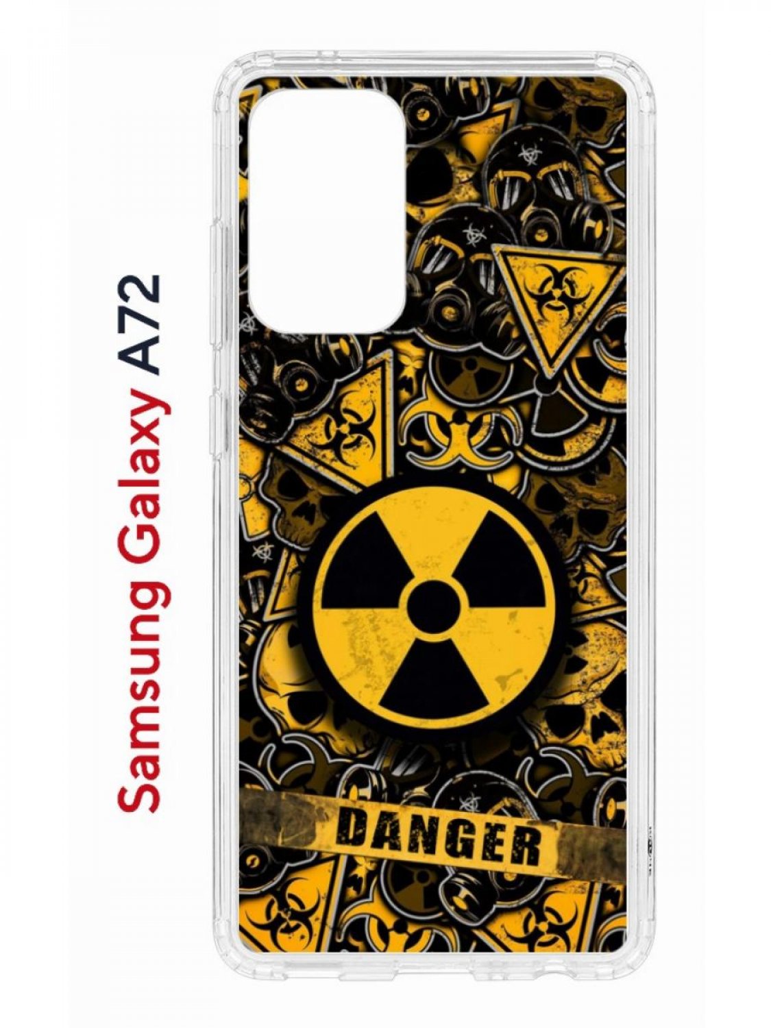 Чехол на Samsung A72 с принтом Kruche Print Danger,противоударный бампер,с защитой камеры