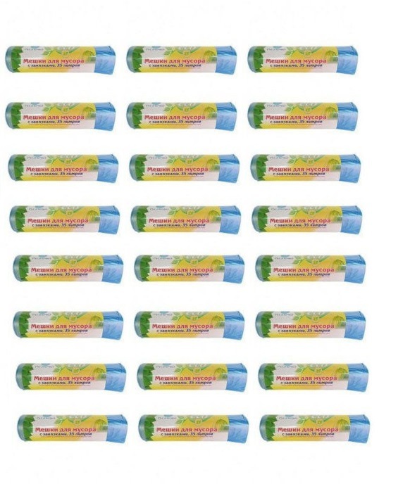 

Мешки с завязками РУСАЛОЧКА eco line, 35л, 15 шт/уп, 24 упаковок