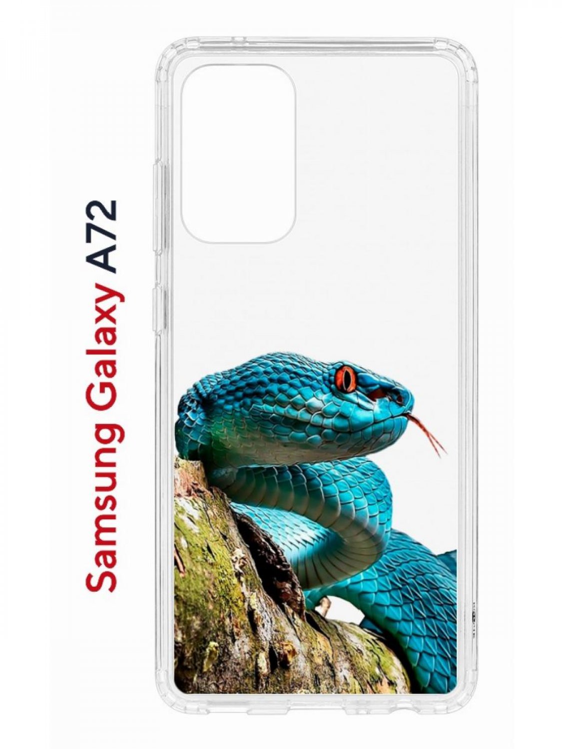 Чехол на Samsung A72 с принтом Kruche Print Змея,противоударный бампер,с защитой камеры