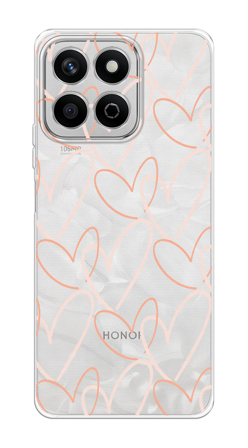 

Чехол на Honor X7c Узор из сердечек, Розовый;бежевый, 6125250-1