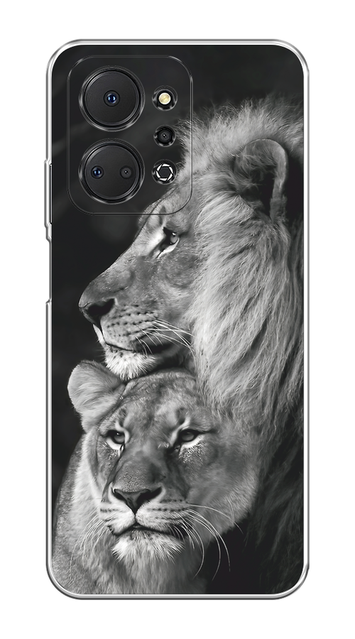 

Чехол на Honor X7A Plus "Львиная пара", Черный;серый;белый, 6121850-1