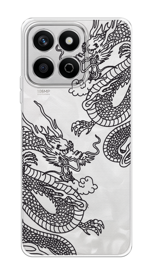 

Чехол на Honor X7c Два китайских дракона, Серый;черный, 6125250-1