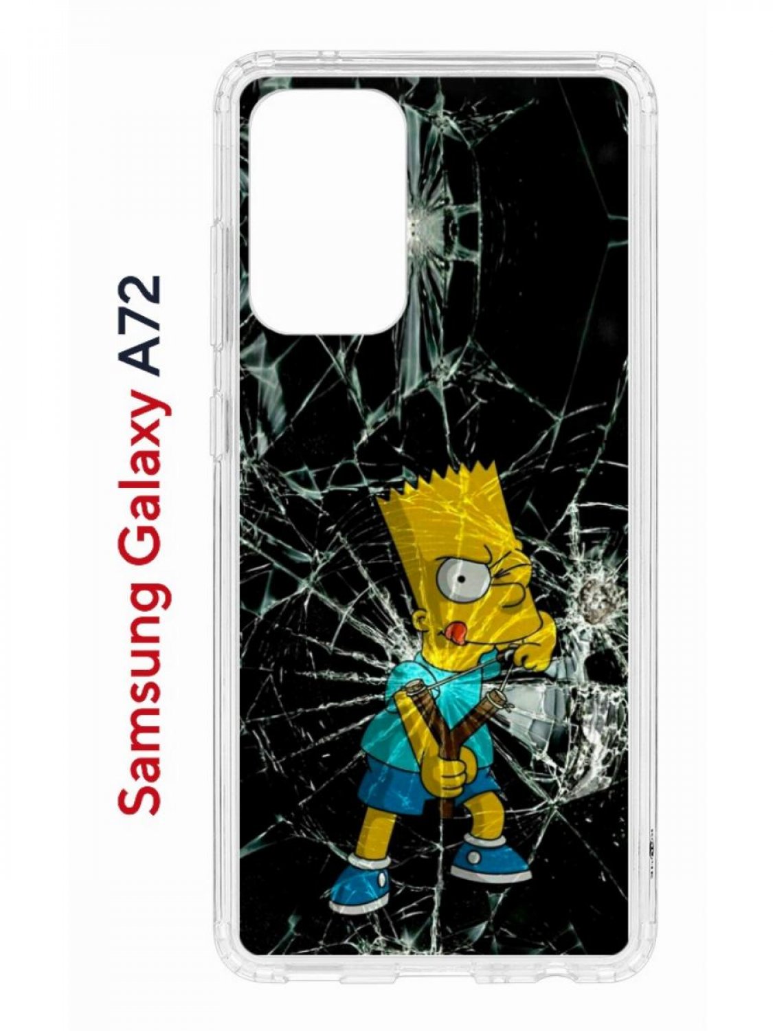 Чехол на Samsung A72 Kruche Print Барт Симпсон,противоударный бампер,с защитой камеры