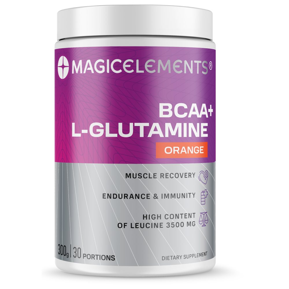 Аминокислоты BCAA + L-Glutamine БЦАА Magic Elements порошок 300 гр. апельсин
