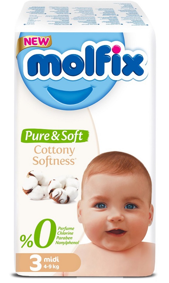 Подгузники детские Molfix Pure&Soft №3 Midi 4-9 кг, 46 шт.