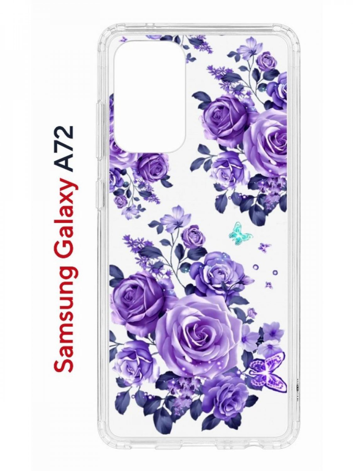 фото Чехол на samsung a72 с принтом kruche print roses,противоударный бампер,с защитой камеры кruче