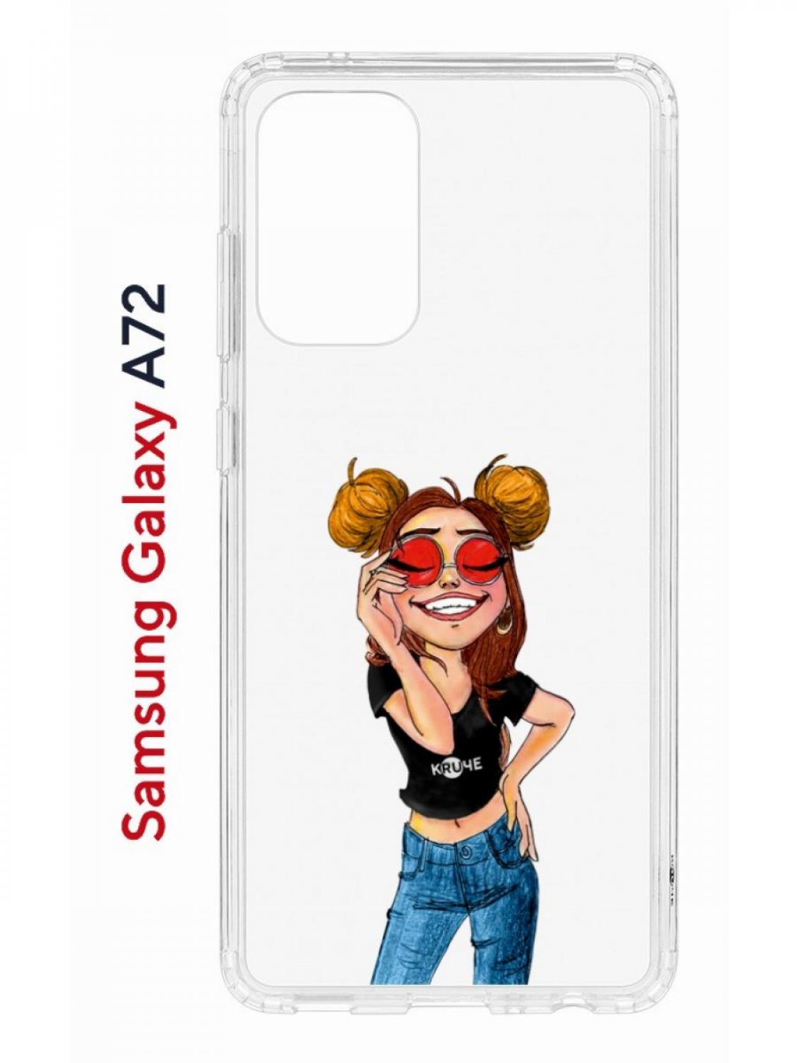 Чехол на Samsung A72 Kruche Print Smiling,противоударный бампер,с защитой камеры
