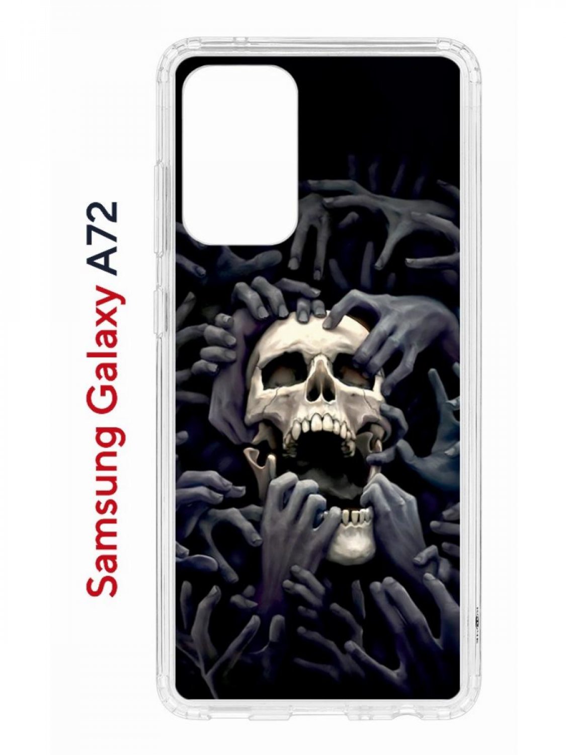 Чехол на Samsung A72 Kruche Print Skull Hands,противоударный бампер,с защитой камеры