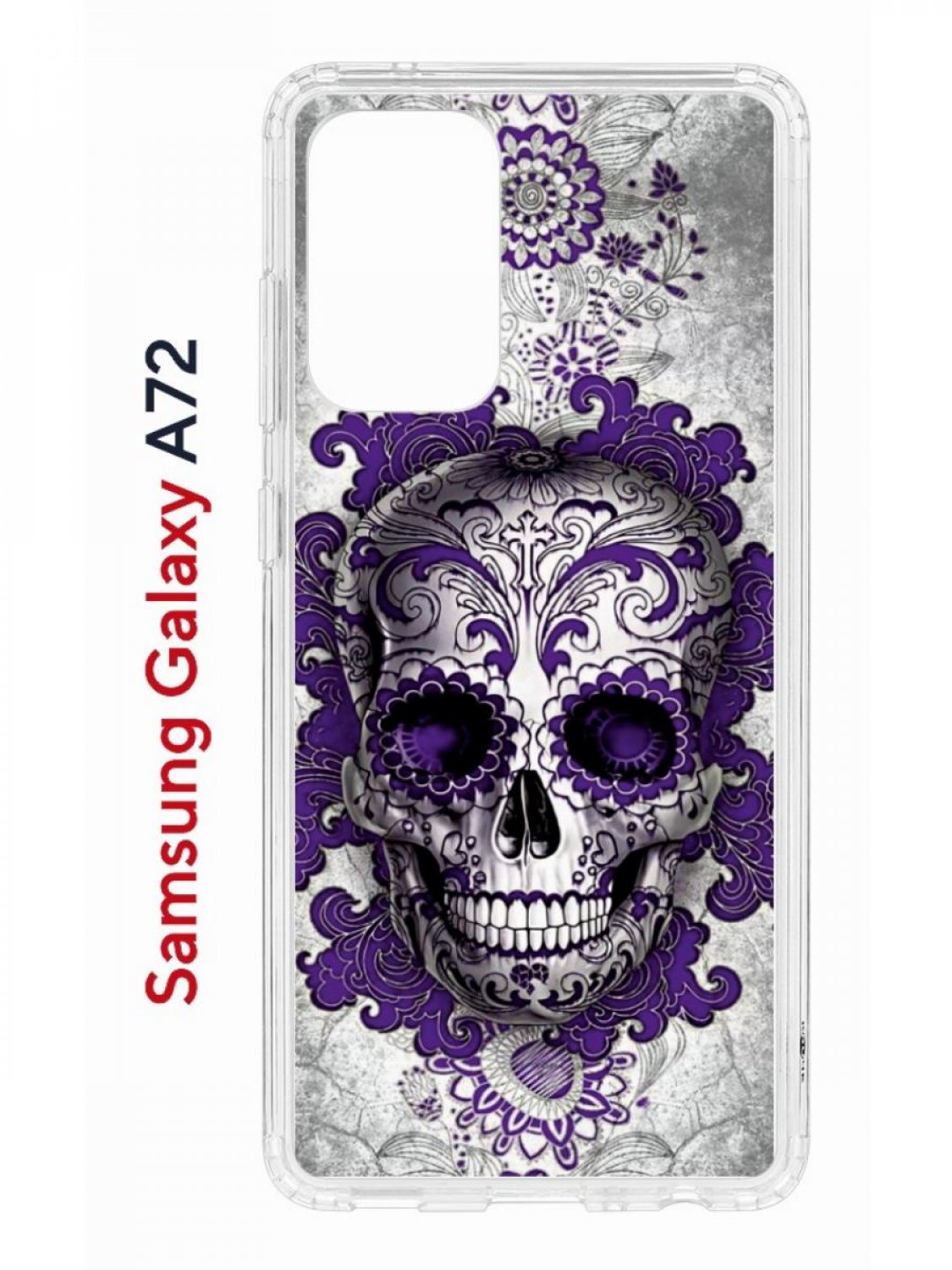 Чехол на Samsung A72 Kruche Print Sugar Skull,противоударный бампер,с защитой камеры