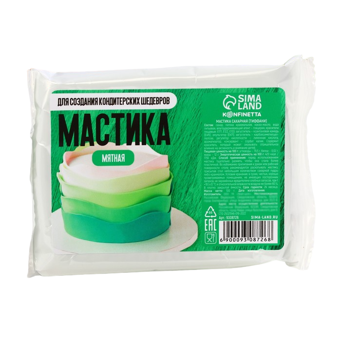 Кондитерская мастика Мятный, 100 г.