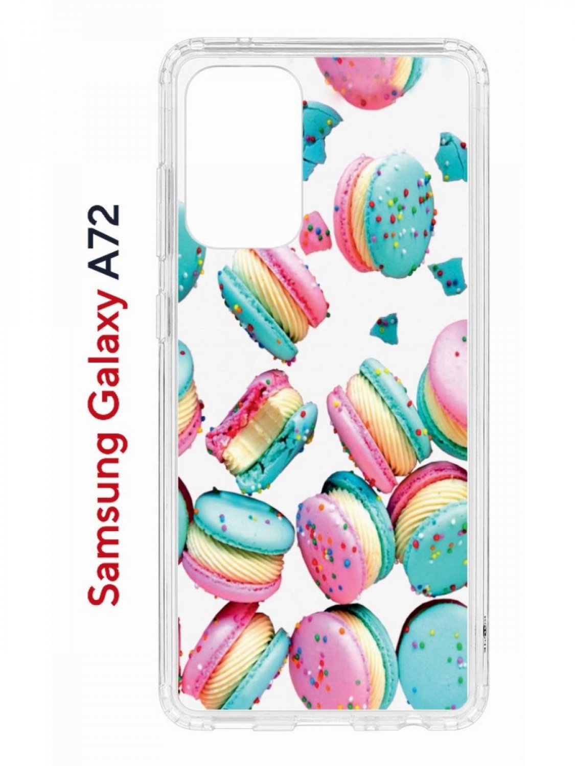 Чехол на Samsung A72 Kruche Print Макарон,противоударный бампер,с защитой камеры