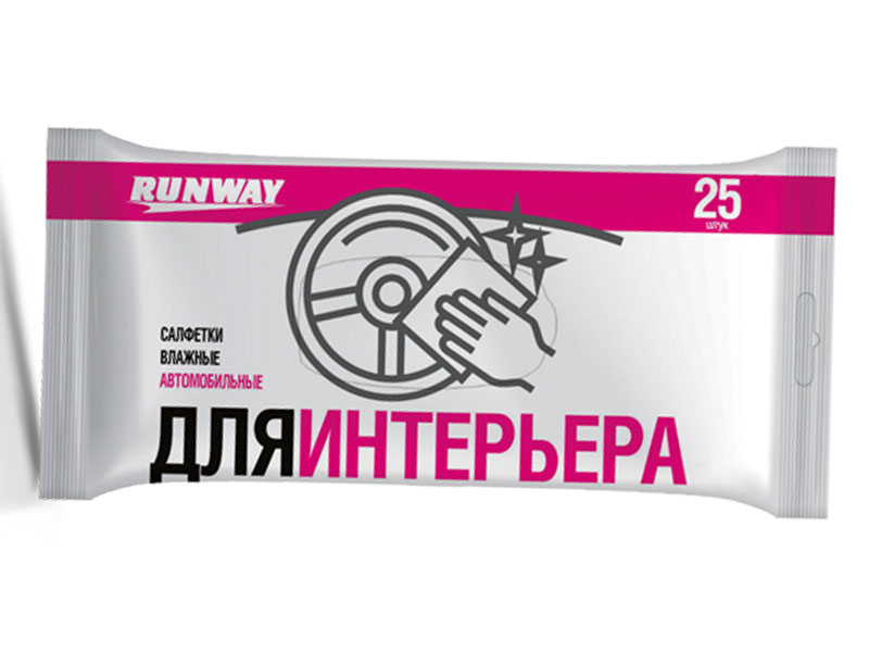 Салфетки влажные для ухода за интерьером автомобиля Runway RW641