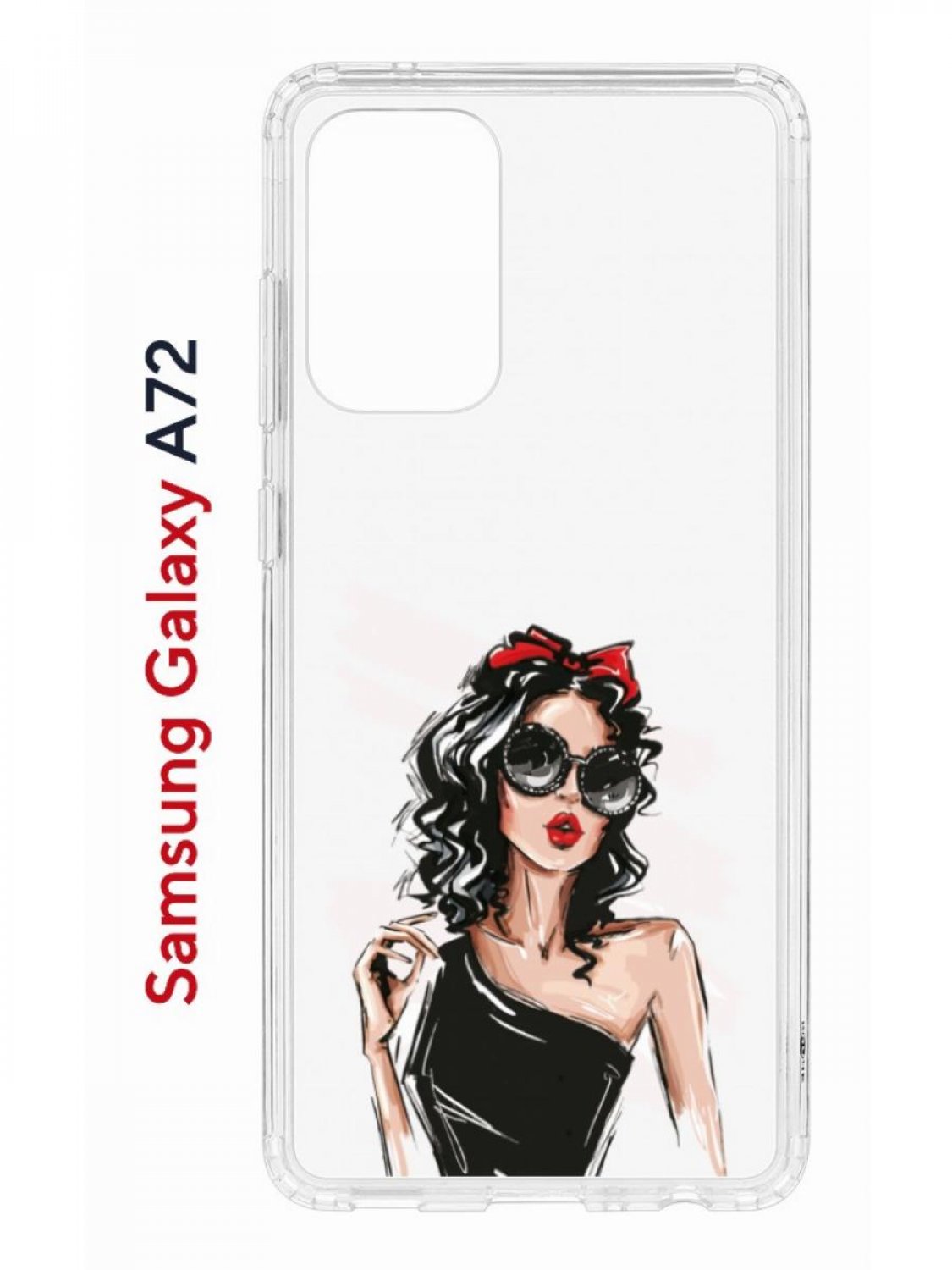 Чехол на Samsung A72 Kruche Print Фэшн леди,противоударный бампер,с защитой камеры