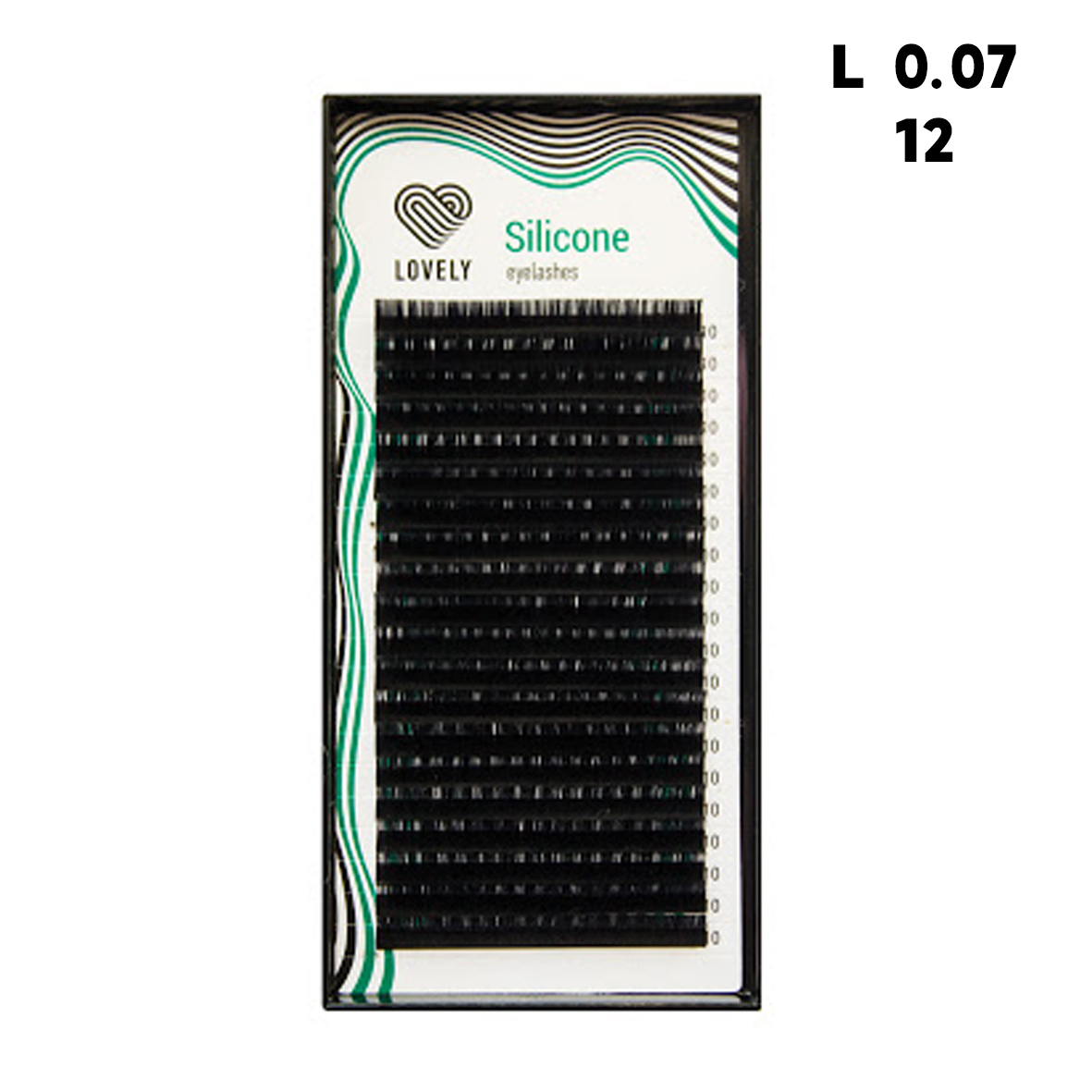 

Ресницы Lovely черные Silicone 20 линий изгиб L толщина 0,07 длина 12