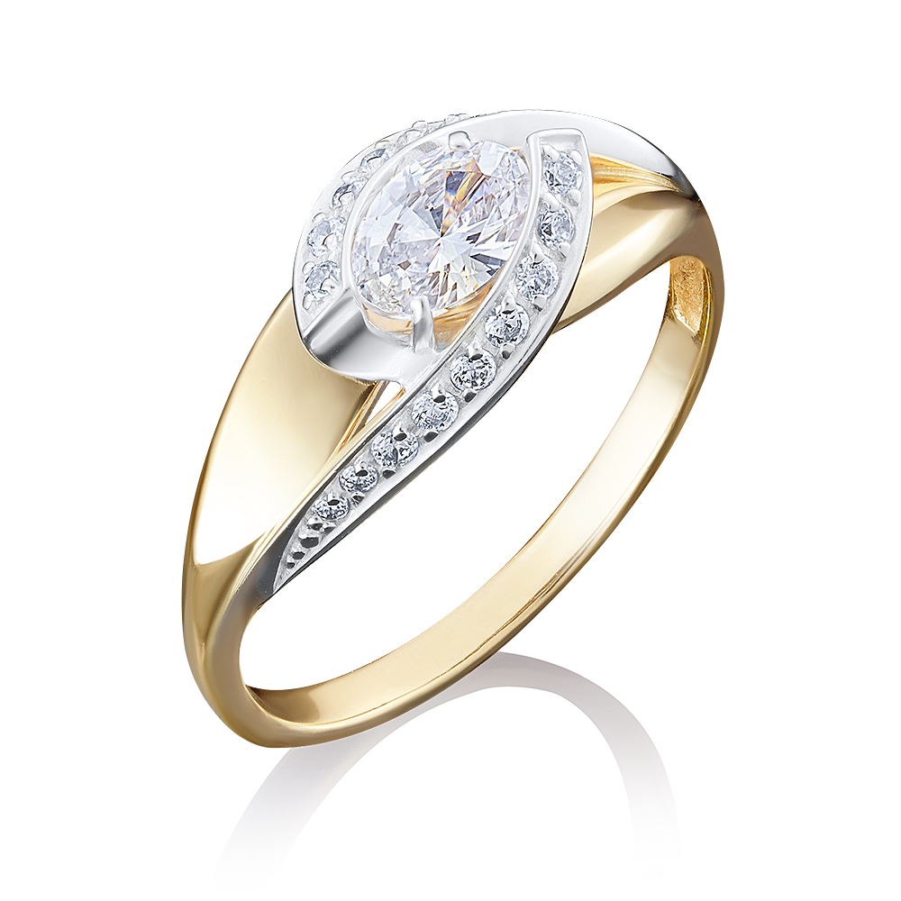 

Кольцо из желтого золота с фианитом р. 19 PLATINA jewelry 01-4937-00-501-1121-38, 01-4937-00-501-1121-38