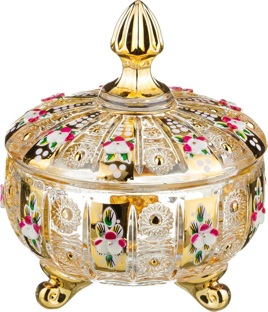 

Набор из 4 штук Конфетница с крышкой Lefard Gold glass 12х12х14см стекло 195-103_