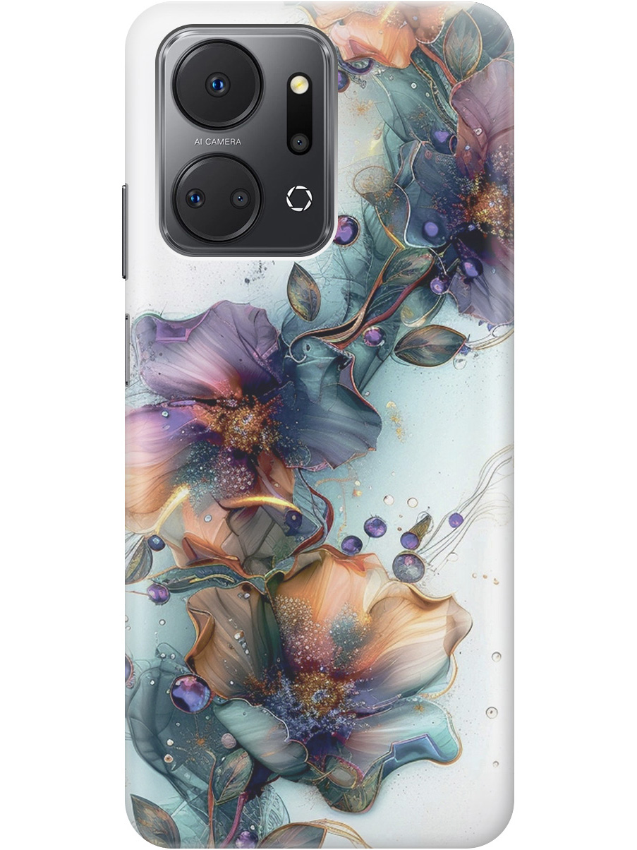 

Силиконовый чехол на Honor X7a с принтом "Мистические цветы", Прозрачный;белый;зеленый, 769393810