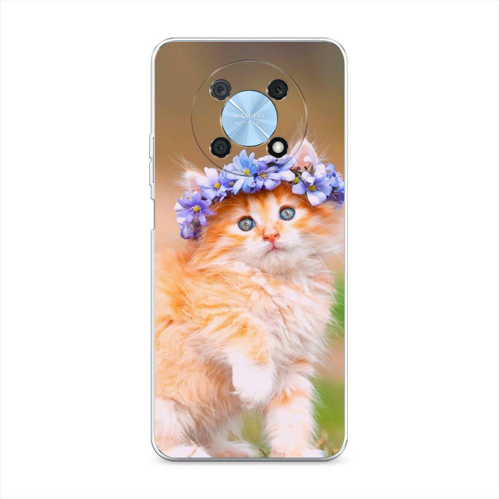 

Чехол Awog на Huawei Nova Y90 "Рыжий кот в венке", Разноцветный