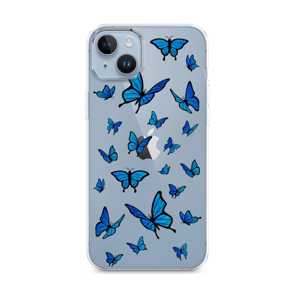 

Чехол Awog на Apple iPhone 14 Plus / Айфон 14 Плюс "Синие бабочки", Разноцветный, 15350-1