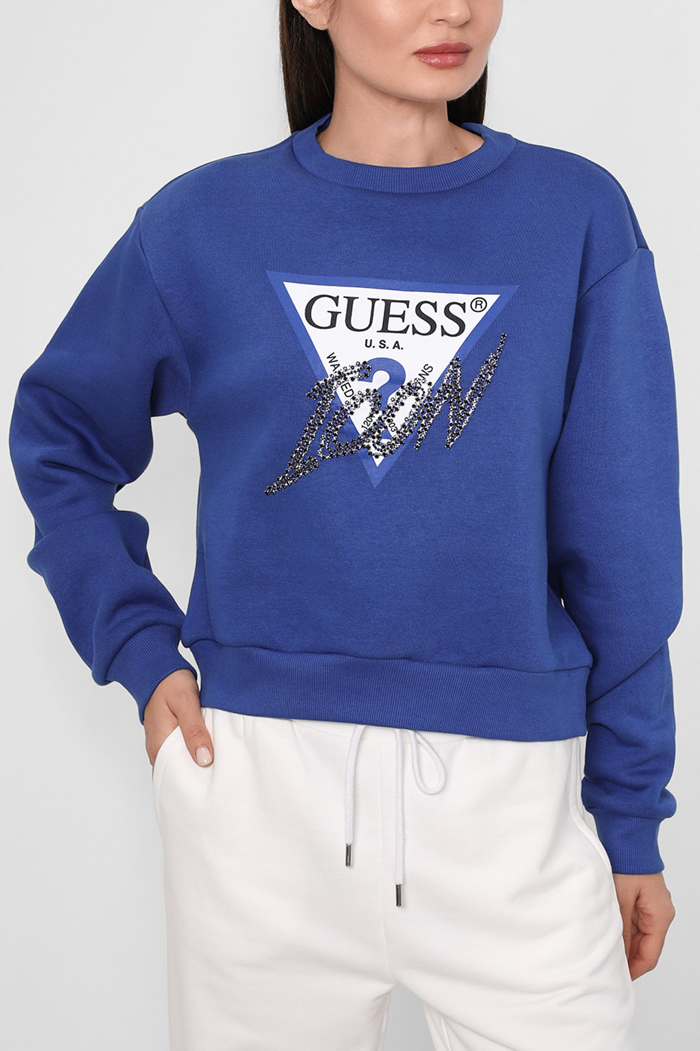 

Свитшот женский Guess Jeans W2BQ18 KB683 синий L, W2BQ18 KB683