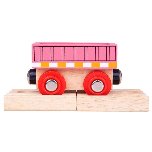 Купить Розовый вагон (дополнение к железным дорогам Bigjigs), арт. BJT484, Игрушка Bigjigs Toys Розовый вагон дополнение к железным дорогам BJT484,