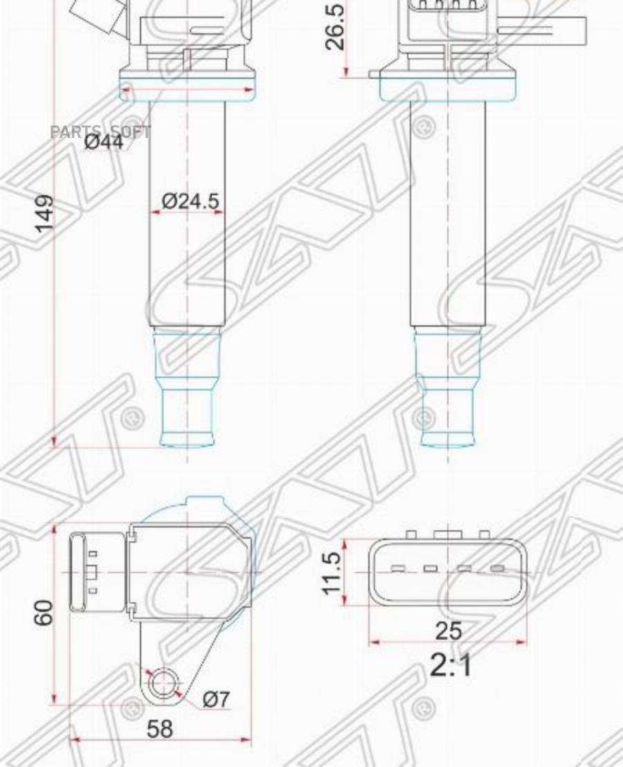 

SAT Катушка зажигания TOYOTA K3-VE 04-/3SZ-VE 04-