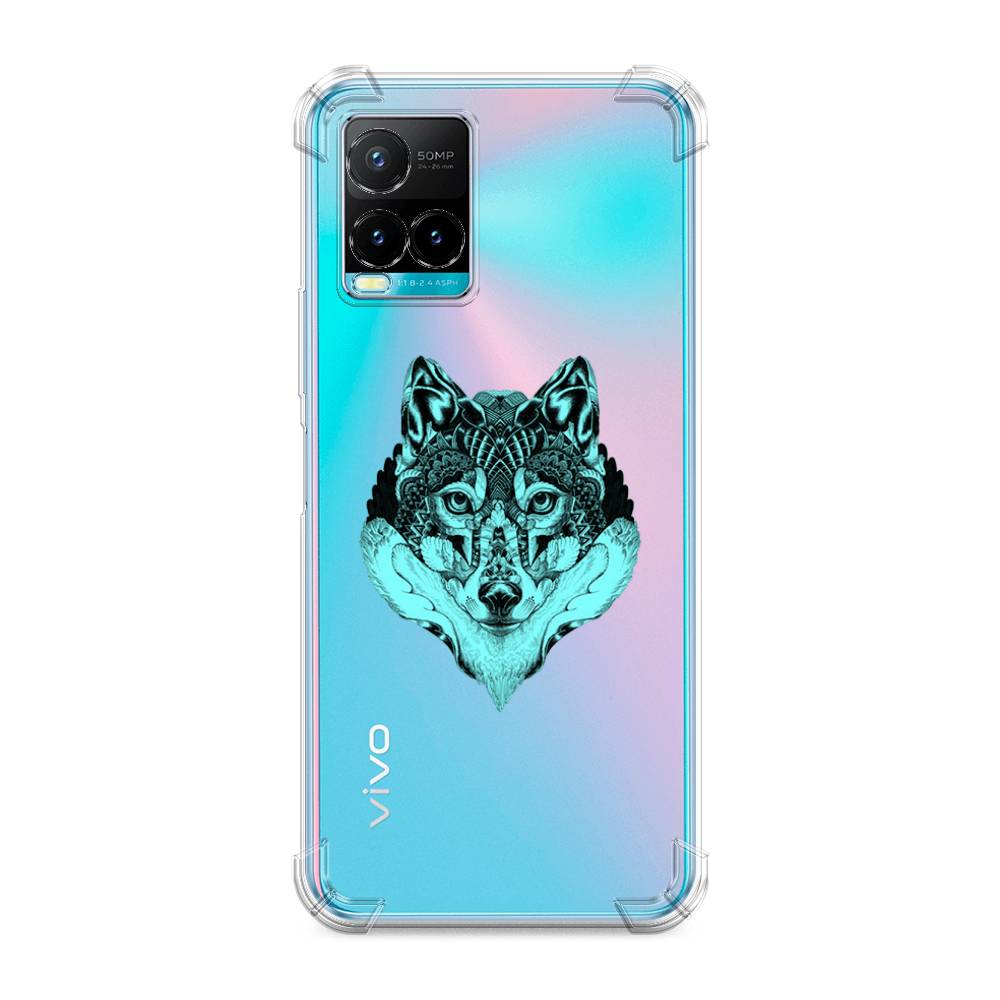 

Чехол Awog на Vivo Y33s/Y21 "Бирюзовый волк", Разноцветный